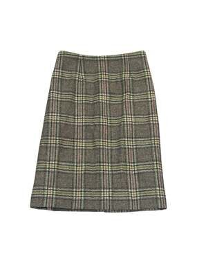Boden British Tweed by MOON Wool Plaid Pencil Skirt Grey Green Size US 12R